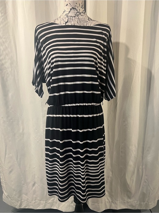 Perceptions New York Dresses & Skirts - Perceptions Striped Black and White Elastic-Waist Midi Dress